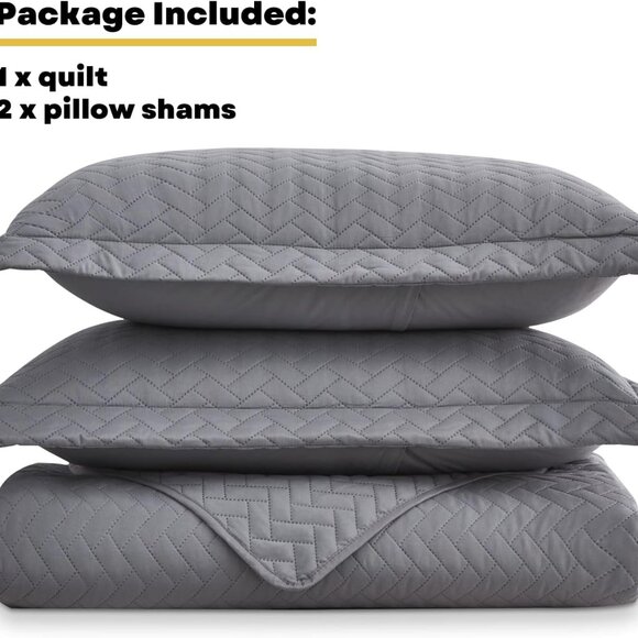 Maple & Stone King Quilt Set - Gray - 3 Piece Set - Picture 5 of 6